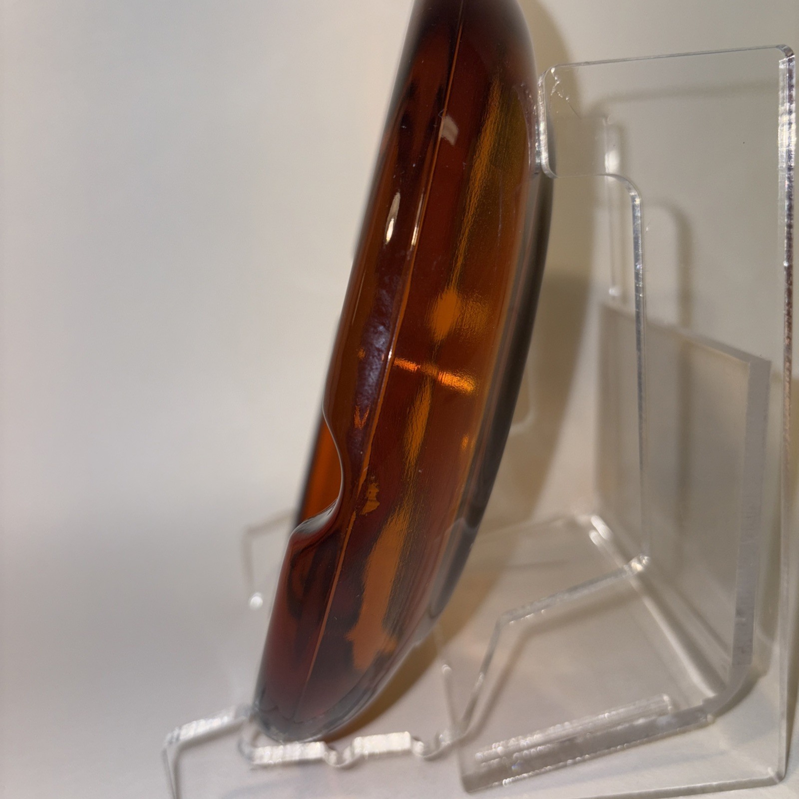 Amber 8” Cigar Ashtray Waffle Diamond Bottom MCM Brown Vintage Retro EXCELLENT