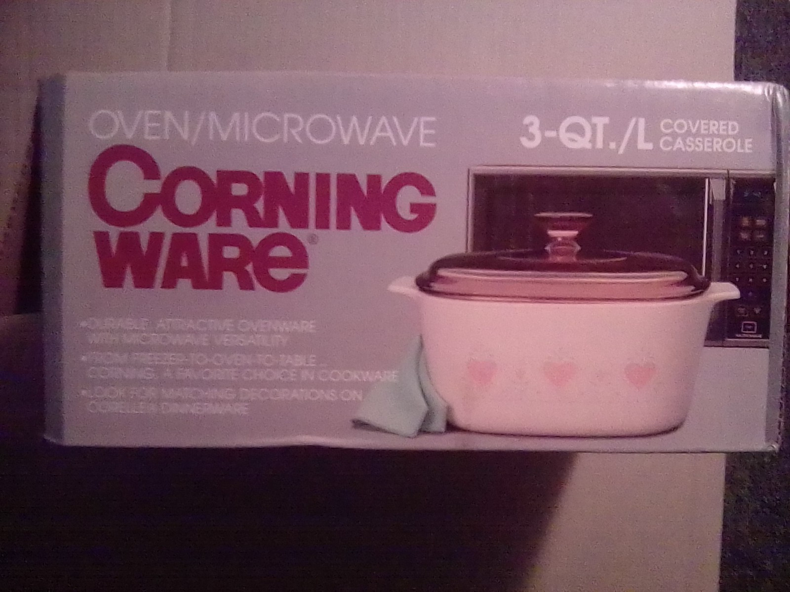 Corning Ware Forever Yours Heart 3 Quart/Liter A-3-177 Casserole Dish w/ Lid-New