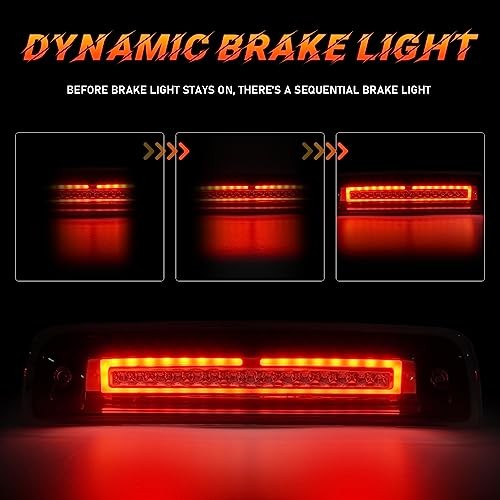 LED Third 3rd Brake Light Fit for Dodge Ram 1500 2009-2017, for Smoke Lens
