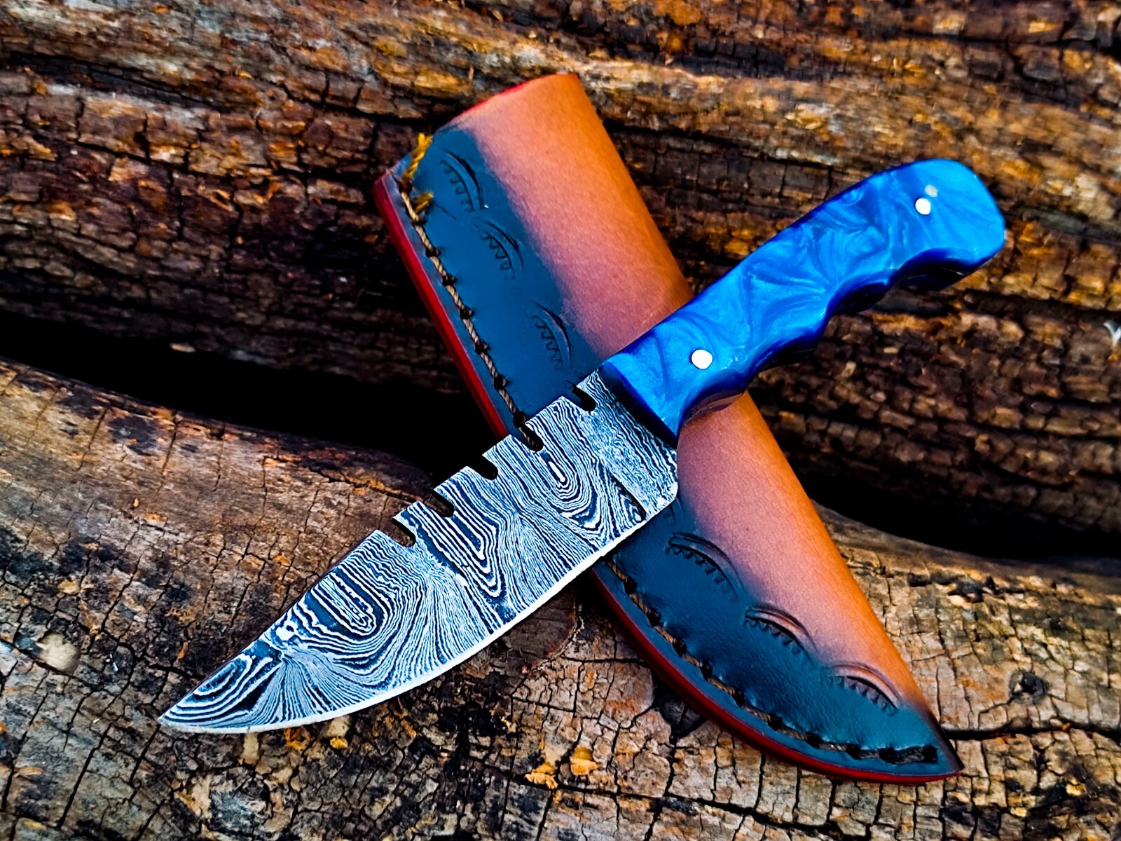 SHARD®™ CUSTOM HAND FORGED Damascus Steel EDC Mini Neck Knife W/Sheath