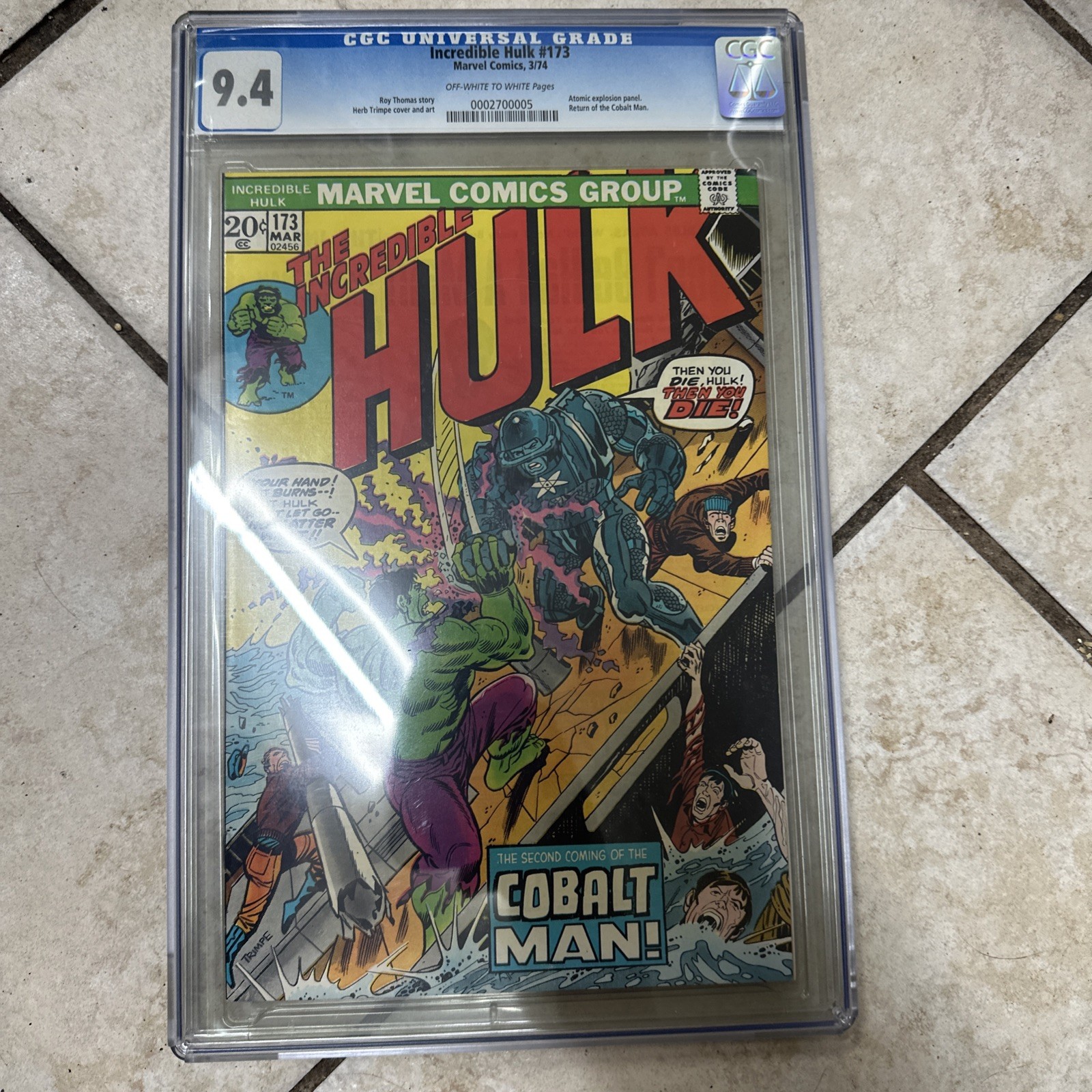Incredible HULK #173 Amazing High Grade! CGC 9.4 Roy Thomas Story 🔥🔥