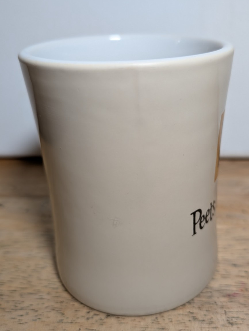 Peet’s Coffee & Tea Mug 14oz Light Tan with Logo on One Side