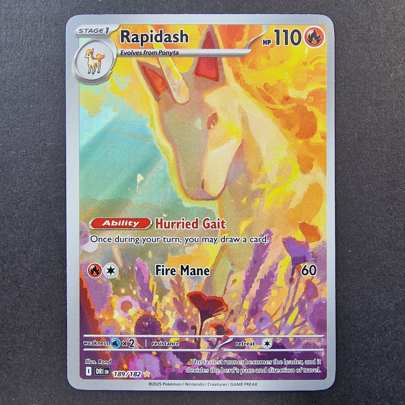 Rapidash 189/182 Destined Rivals Illustration Rare Pokemon TCG English Holo Card