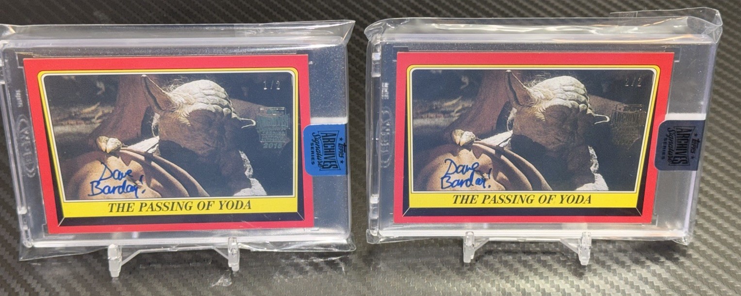 2018 Topps Archives Star Wars Dave Barclay Auto Yoda Buyback 1/2 & 2/2 Lot RARE!