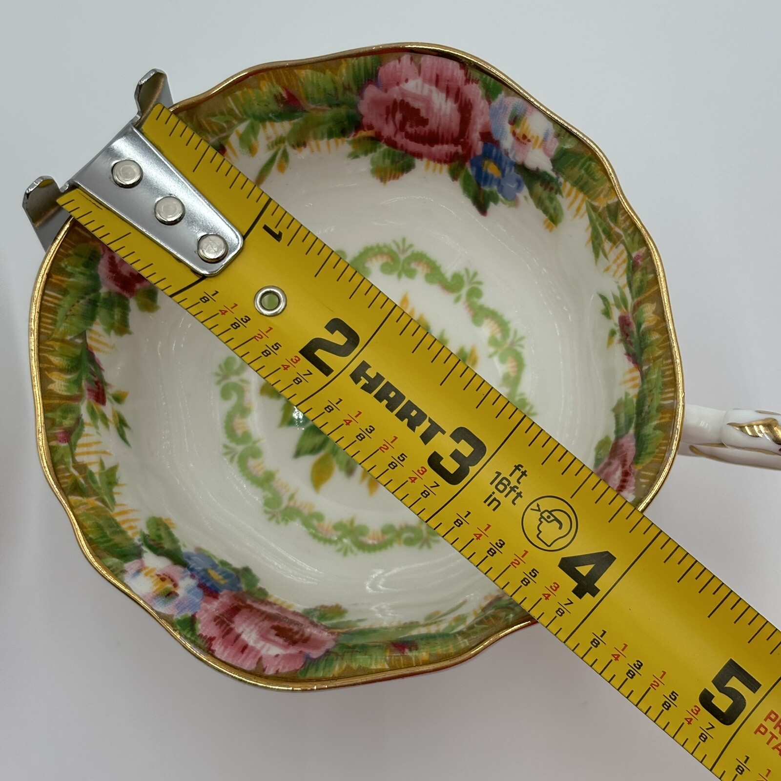 1950s Paragon Tapestry Rose Bone China Teacup Saucer Set Double Warrant