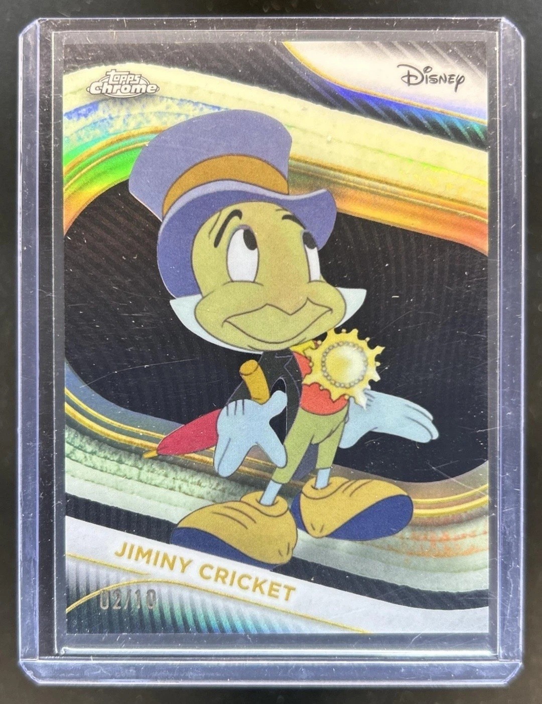 2025 Topps Chrome Disney Mickey Jiminy Cricket Pinocchio BLACK REFRACTOR /10