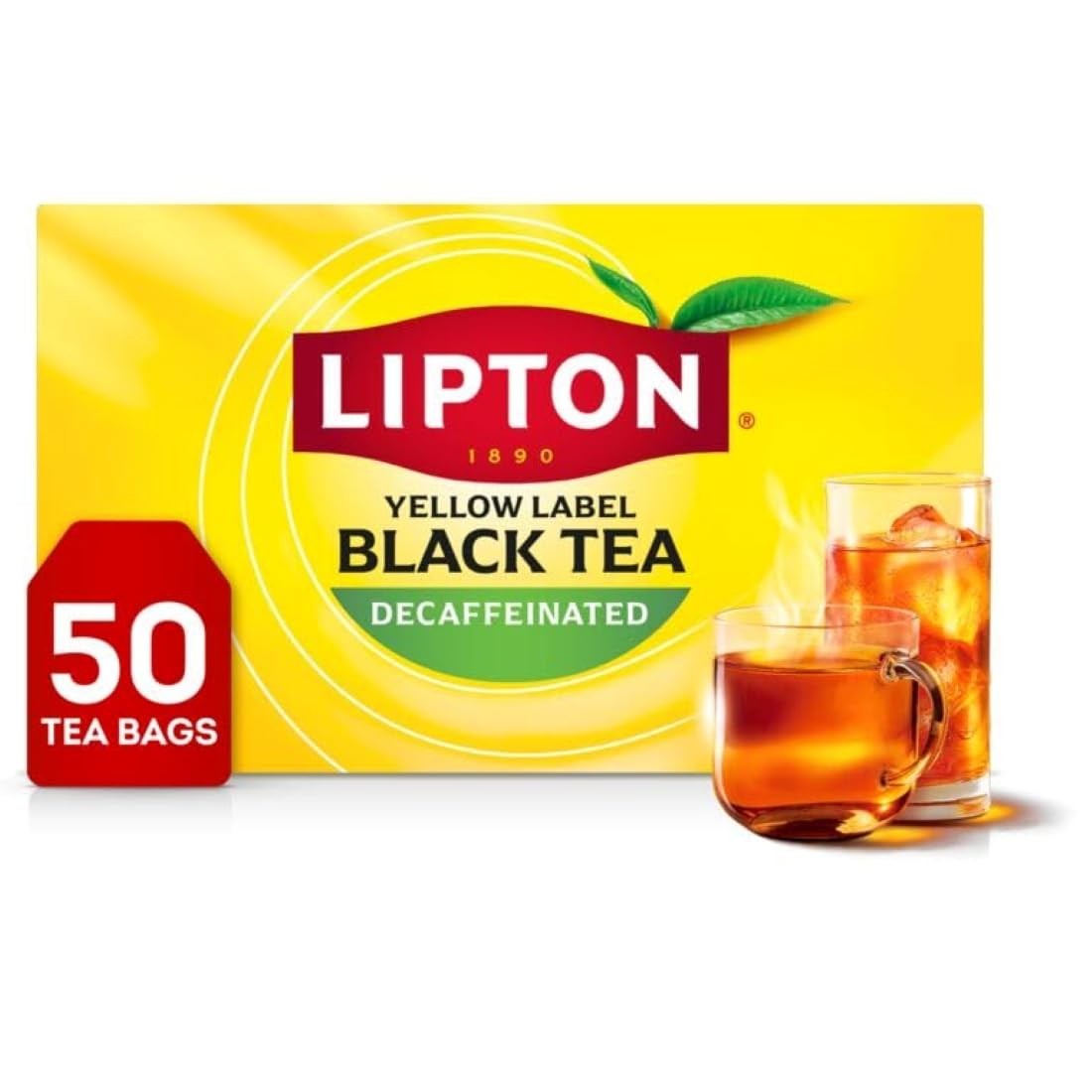 Lipton Decaf Black Tea Bags, Hot or Iced Caffeine 50 Bags (Pack of 1)