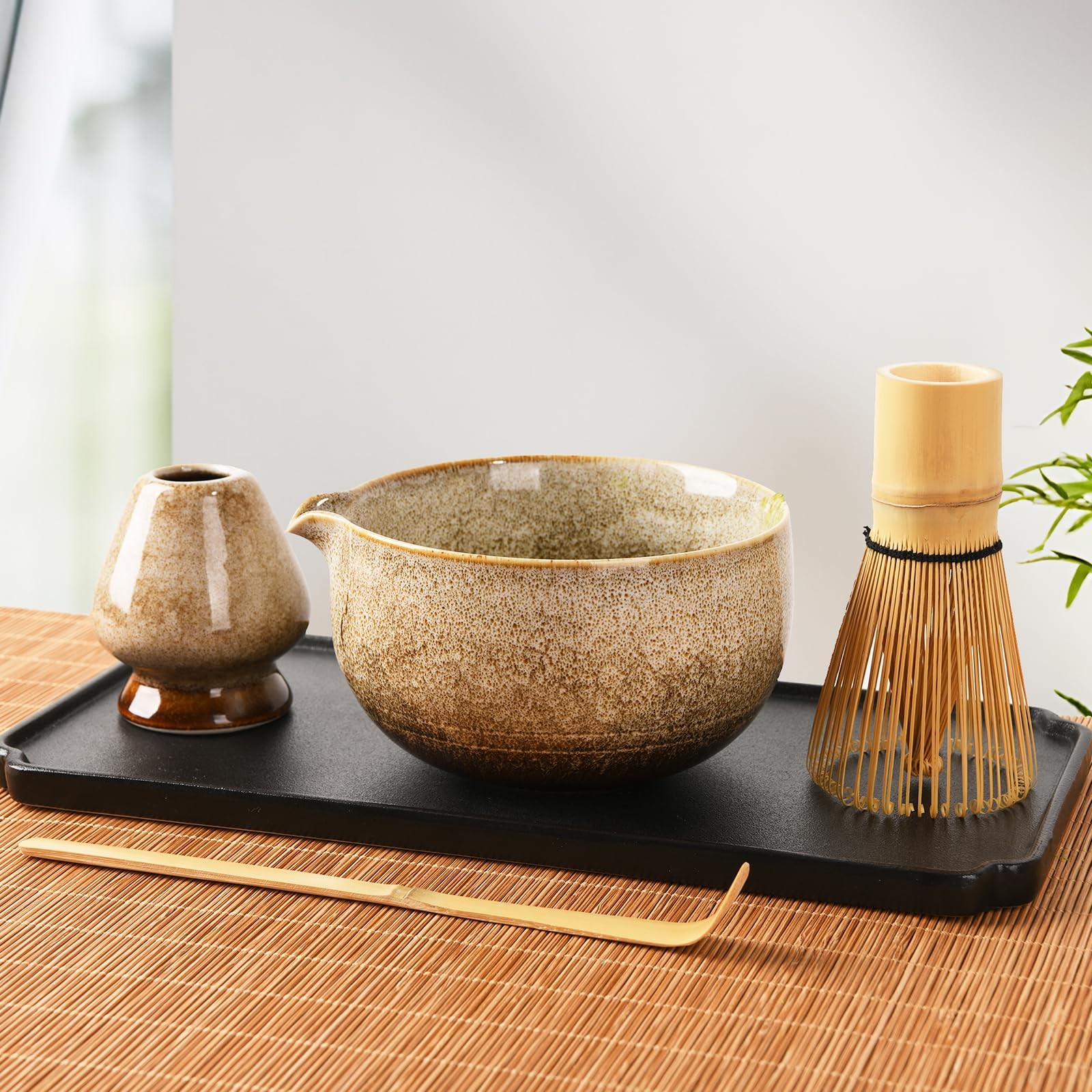 EOIMS Japanese Matcha Tea Set,Ceramics Match Bowl with Spout,Included Handmad…
