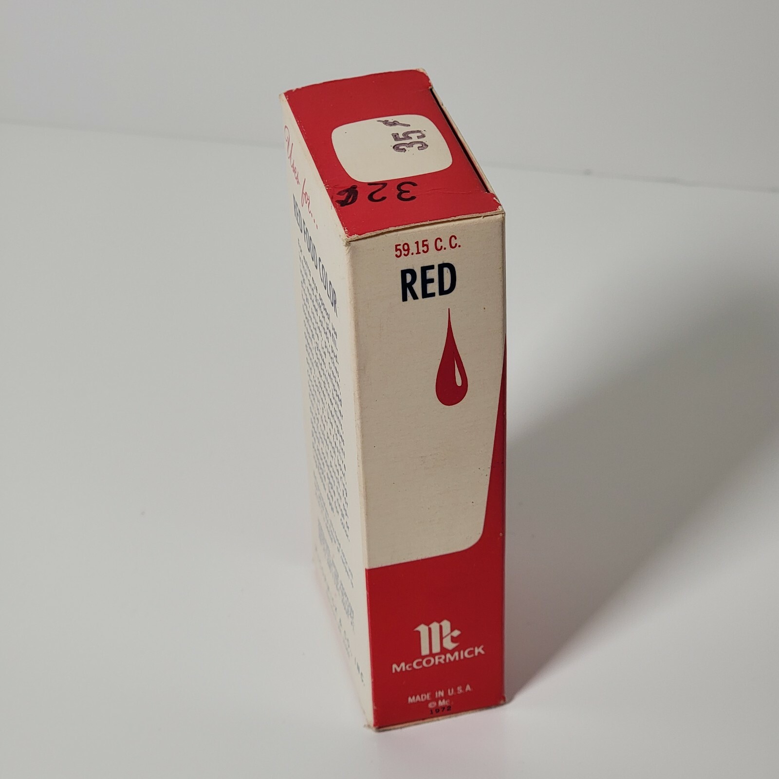 Vintage 1972 NOS McCormick Schilling Red Food Coloring 2 Fl. Oz. USA Free Ship
