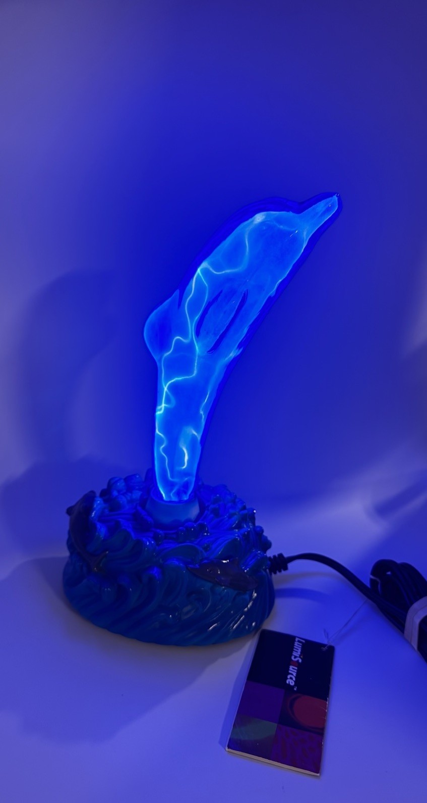 VTG LumiSource Dolphin Plasma Lamp Blue Ocean Wave Mini Electric Lamp Works 2005