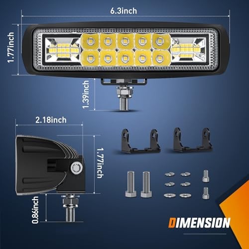 Golf Cart Adjustable 60W LED Pods 2Pcs White 1.0 Count Not Smart Home Compatible