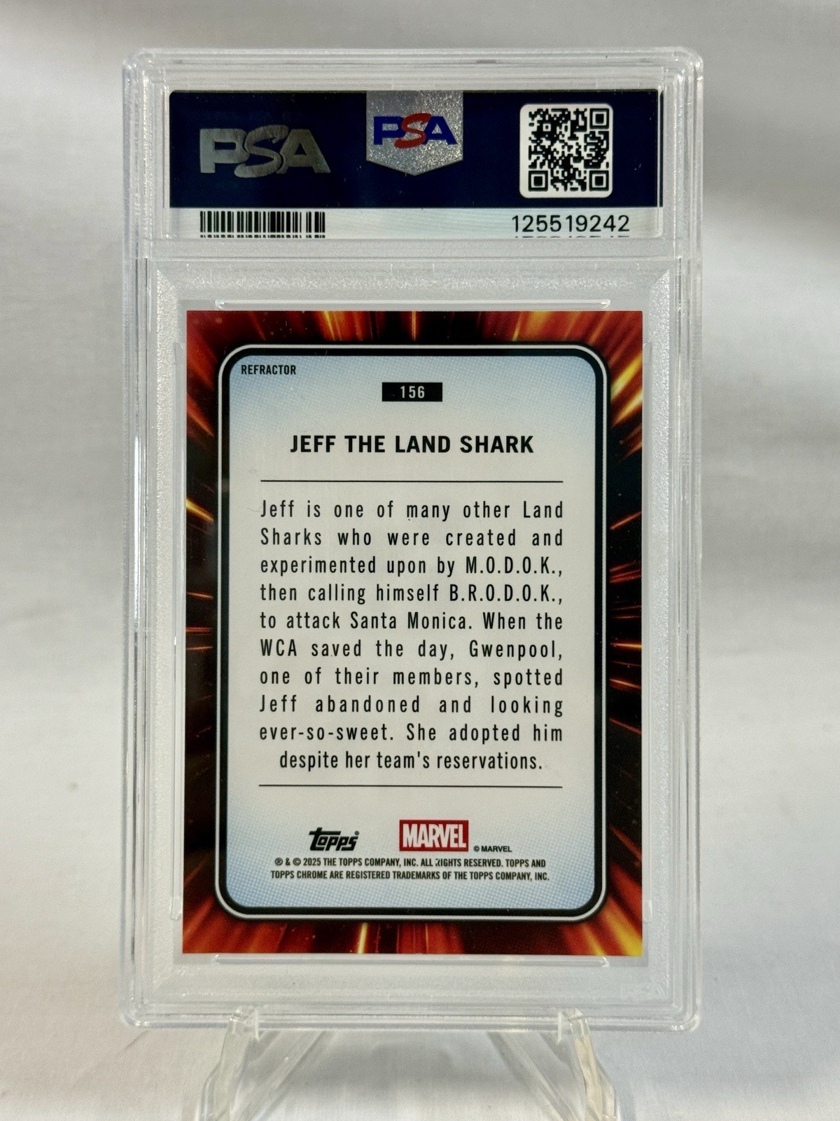 2025 Topps Chrome Marvel Comics Refractor Jeff the Land Shark #156 PSA 9 MINT