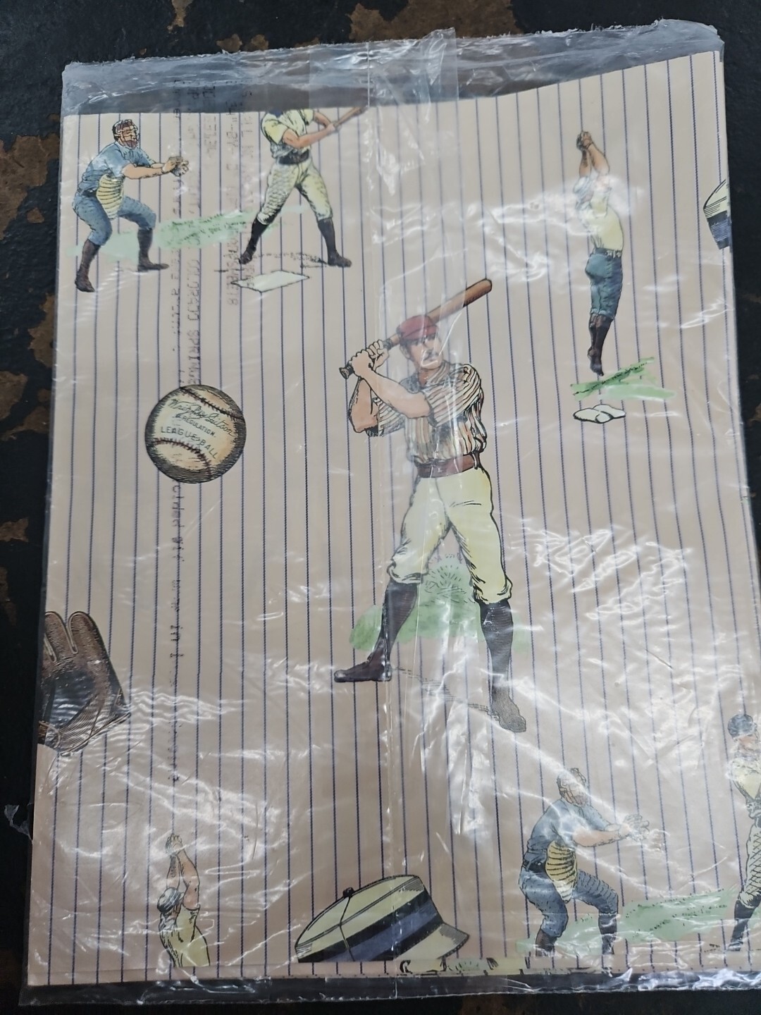 Vintage MLB Major League Baseball Nostalgia Gift Wrap Factory Sealed Pkg Party