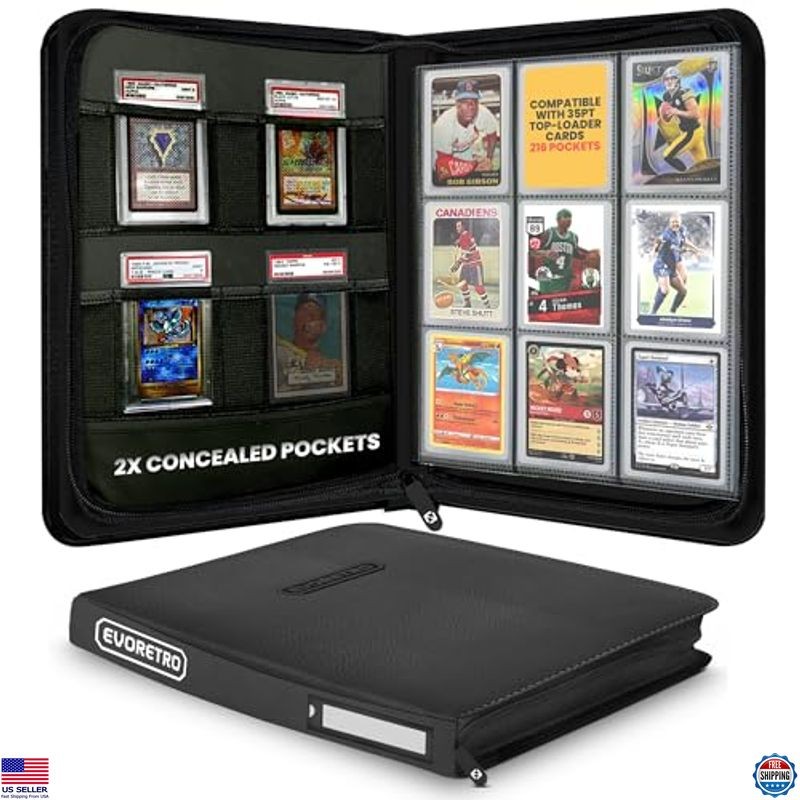 Toploader Binder for 35pt-55pt Top Loaders for Cards – 216 Slots – 9-Pocket, 4