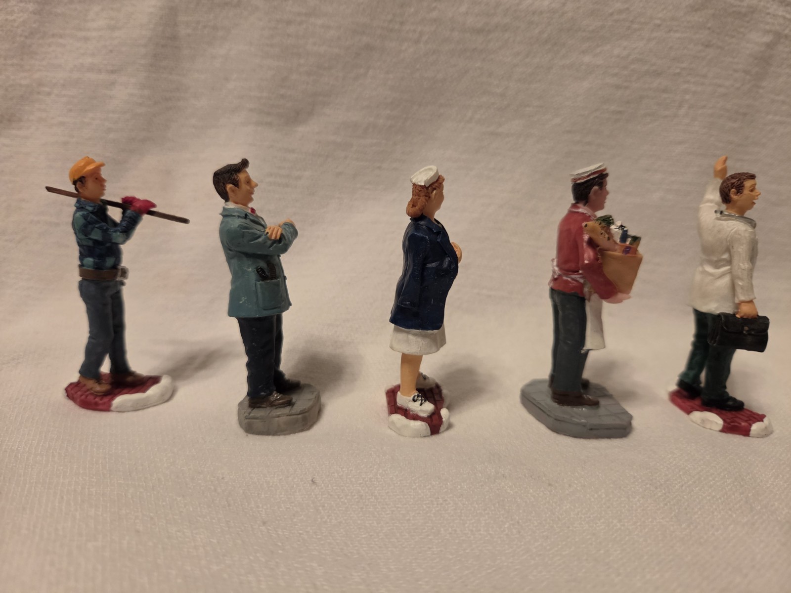 Lemax Doctor Nurse Barber Carpenter Grocery Boy Christmas Village (5 Lot)