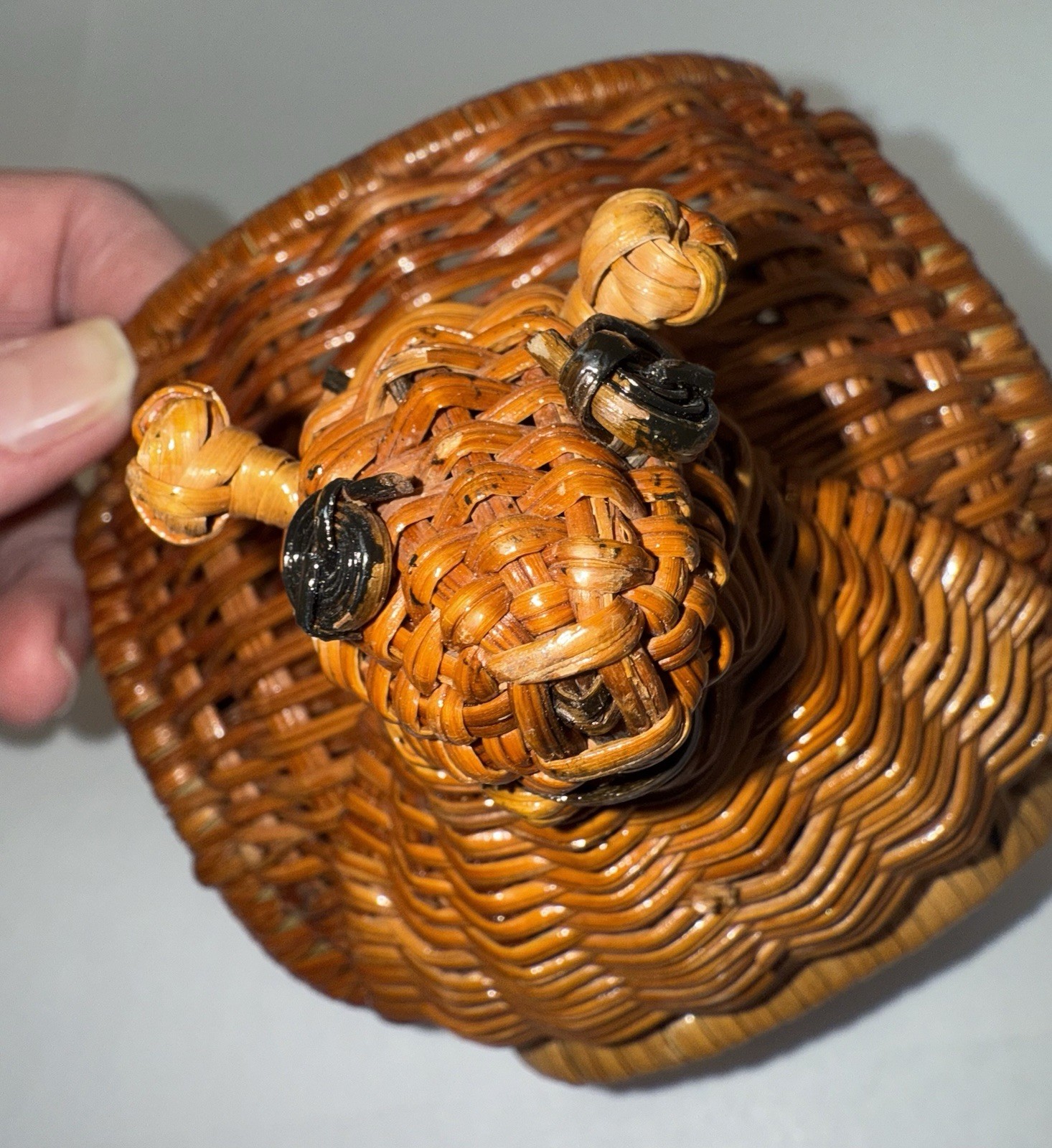 Vintage Wicker Snail Planter Basket Rattan Look Animal Decor Boho Cottagecore