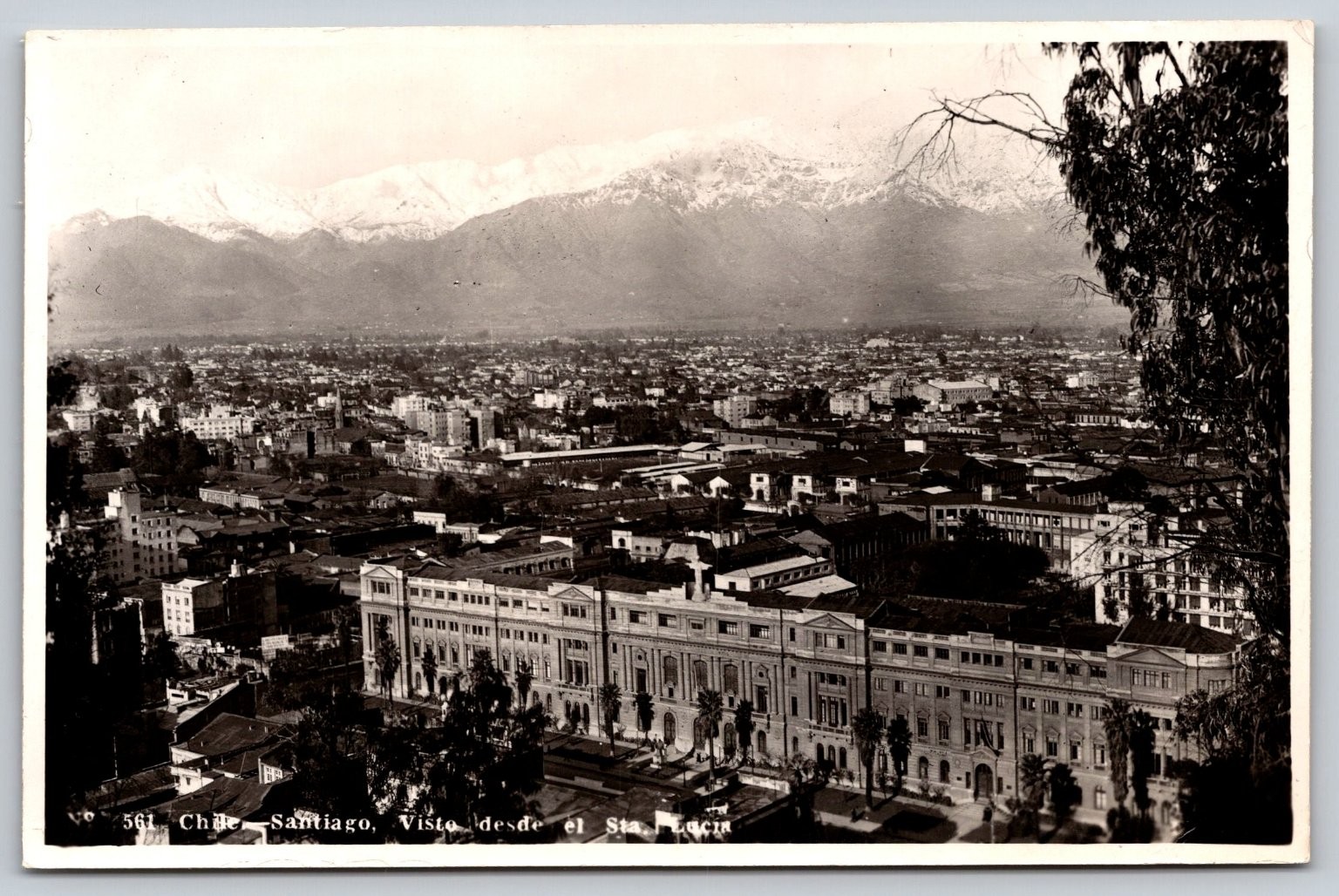Santiago Chile Panoramic View Santa Lucia Hill Snow Mountains Postcard E137