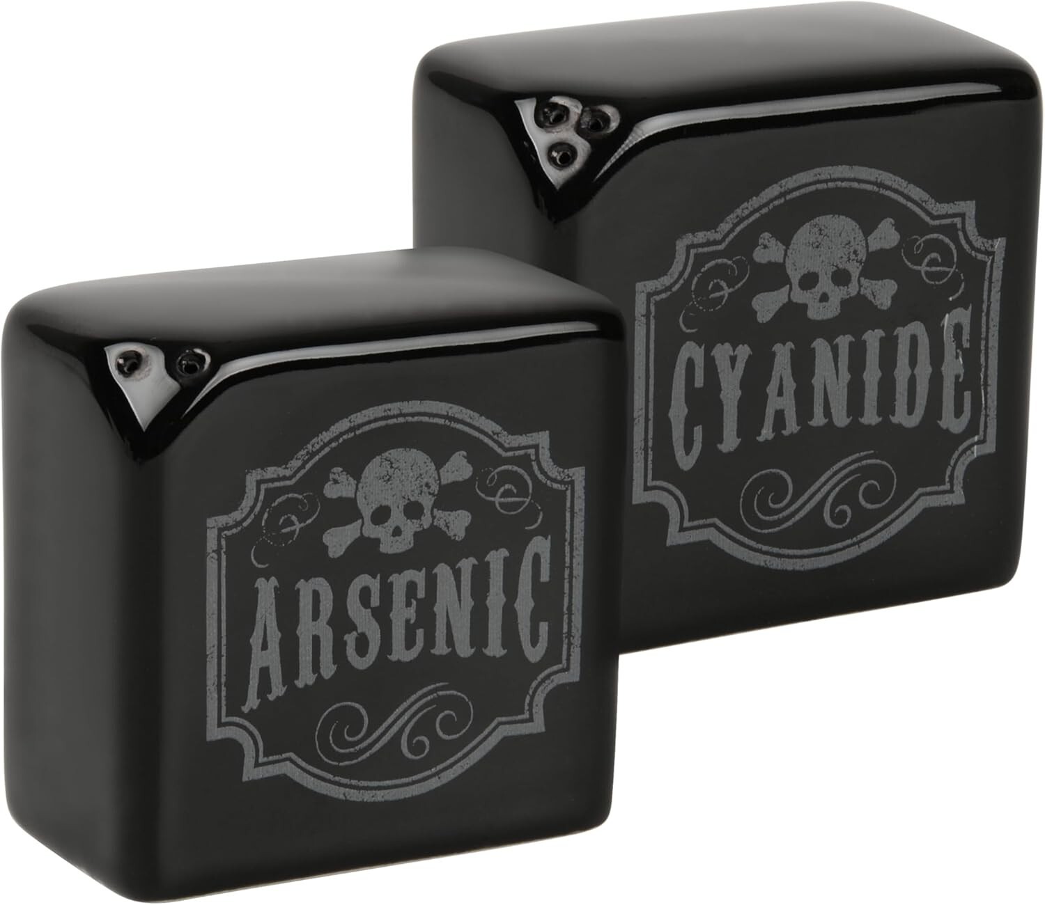 Funny Salt & Pepper Shakers Goth Apothecary Arsenic & Cyanide Kitchen – Black
