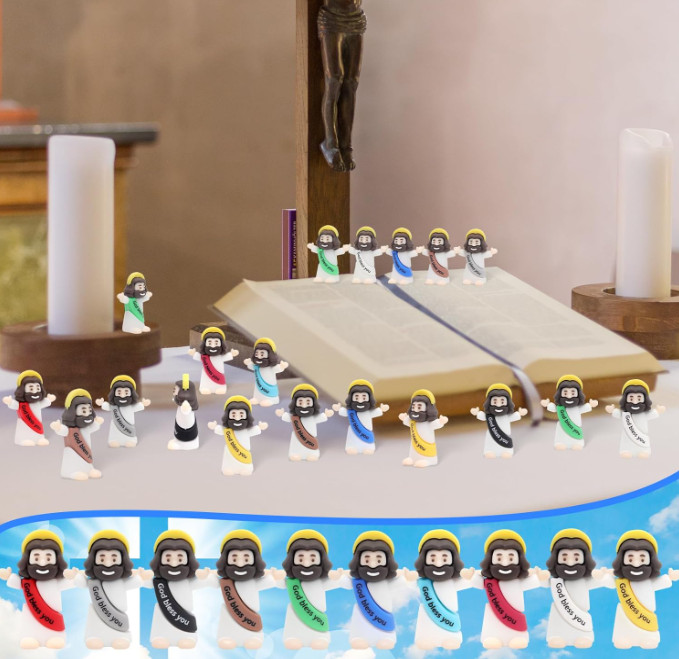 Little Mini Jesus Figures Gold Bless You,50Pcs Small Jesus Figurines in Bulk fo