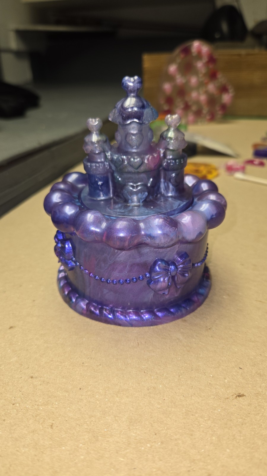 Castle Trinket Box Purple Blue Colorshift Princess Gift Handmade Epoxy Resin Art