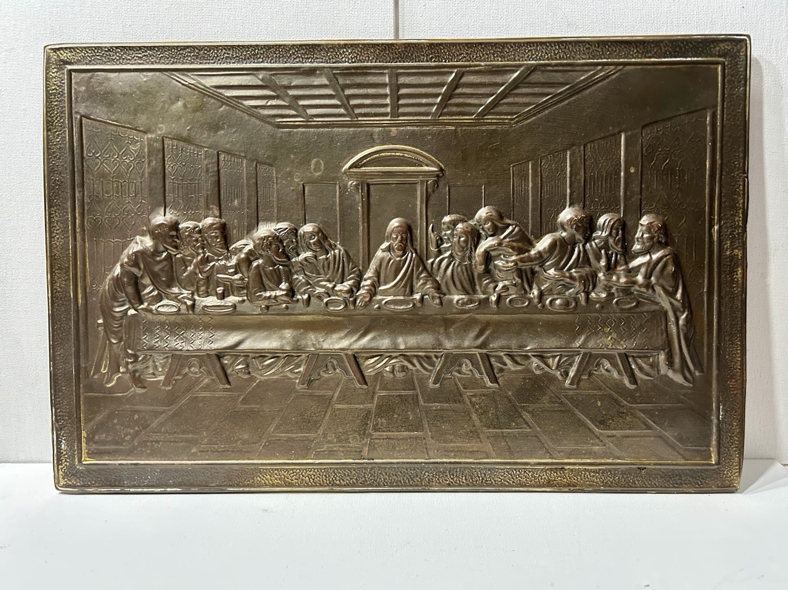 Last Supper Metal Relief Wall Plaque Hanging Decor Handmade in England