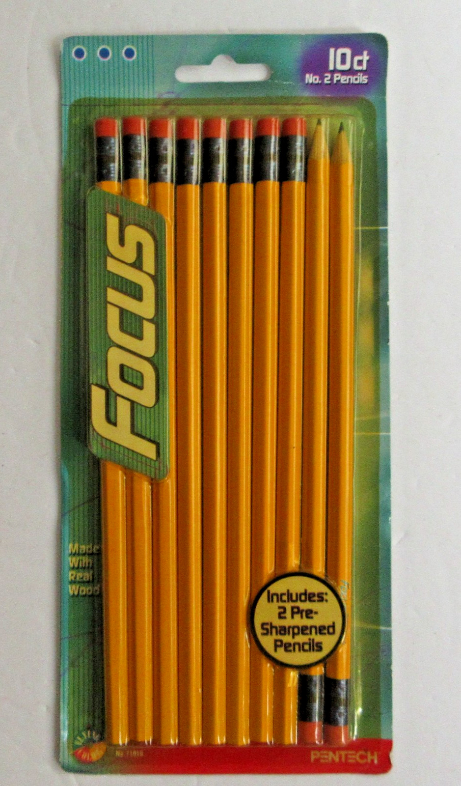 Pentech Focus No 2 Wood Pencils New Sealed Old Stock 10 count Vintage 2001 71010