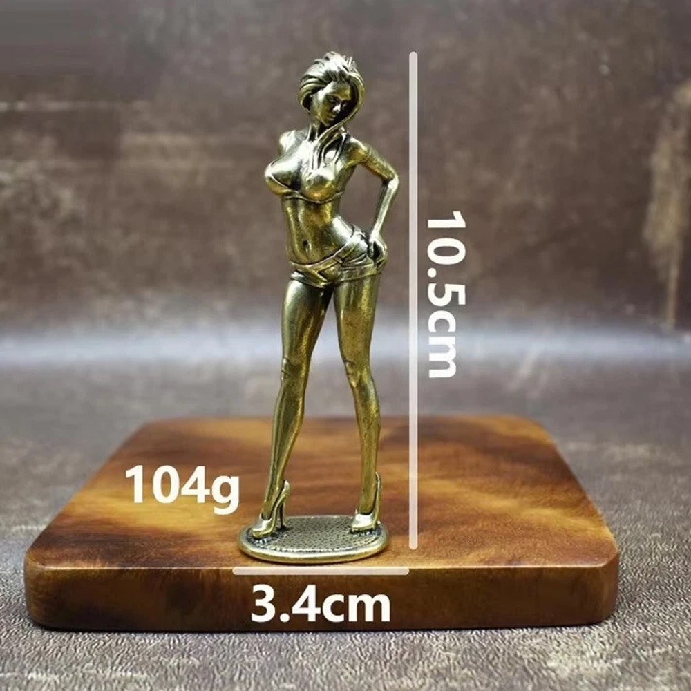 Solid Brass Female Figure Ornament Fashion Model Sculpture Desktop Copper Craft