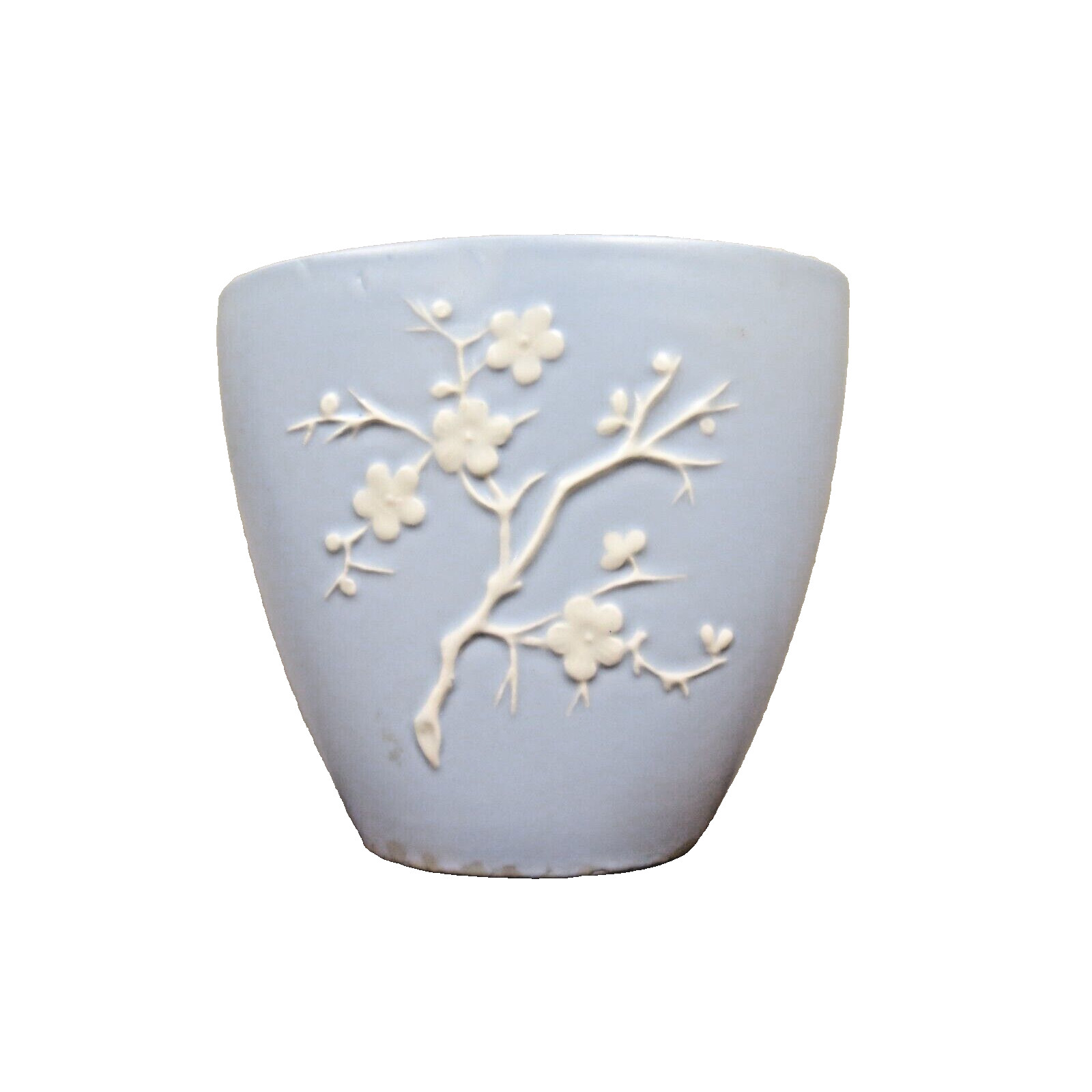 Copeland Spode Cherry Blossom Vase England Vintage White Cherry Blossoms On Blue