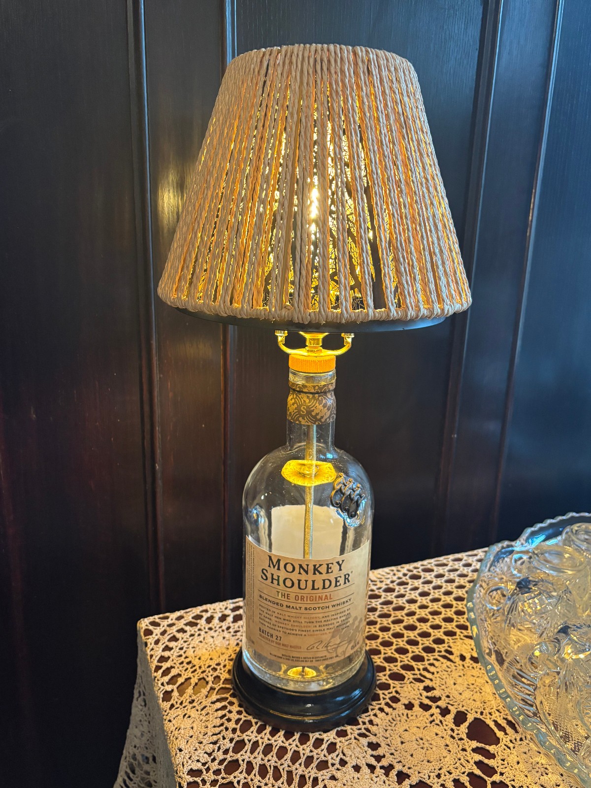 Monkey Shoulder LAMP by MW Designs – double shade and amber tube bulb included.