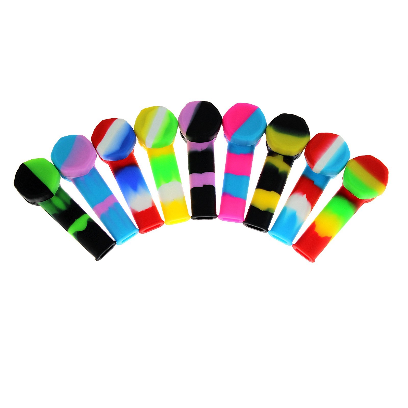 2PCS 3.4” Mini Silicone Smoking Hand Pipe with Metal Bowl & Cap Lid Pocket Pipe