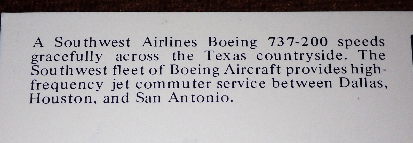 Rare “SOUTHWEST AIRLINES” Issued Boeing Postcard HOUSTON Texas~NEW Vintage 1972