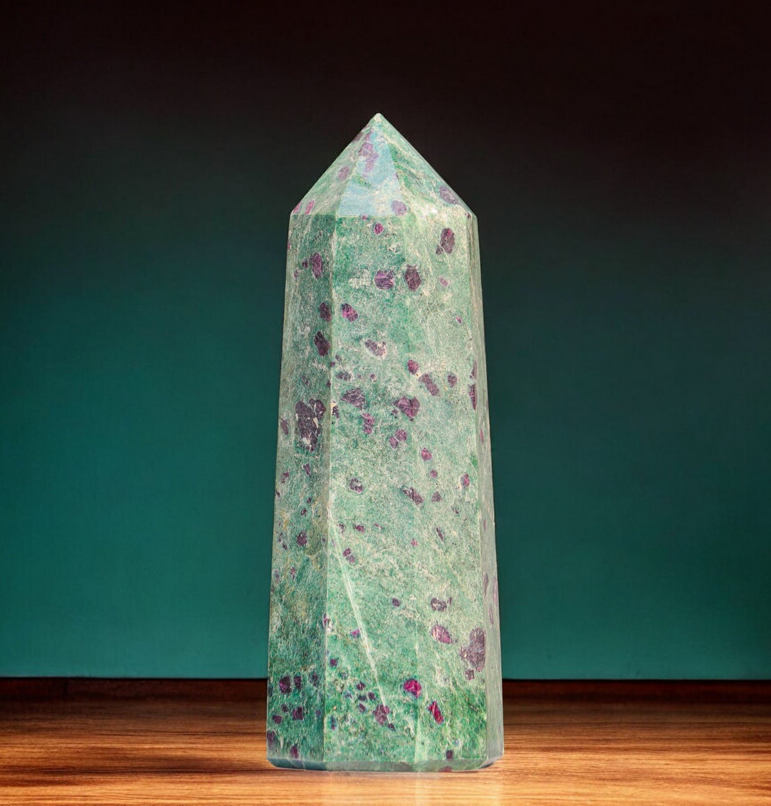 190mm Ruby Fuchsite Mineral Specimen , Home Decoration Reiki Stone Tower Point