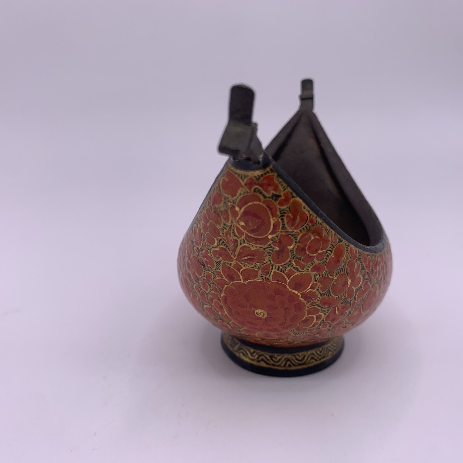 Kashmir Beggars Bowl Kashkul India Laquer Brass Vintage