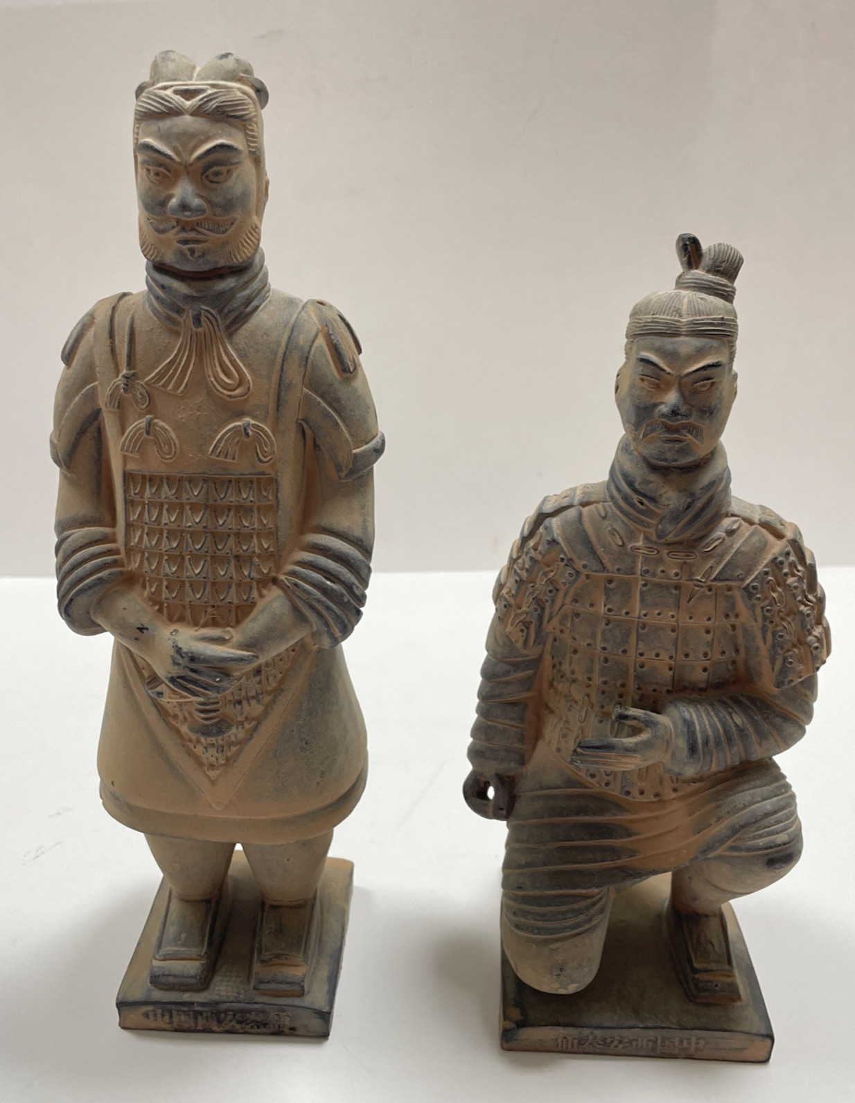 Lot of 2 Terracotta Army Warrior Collectible Statuettes 10.5″ and 8.5″