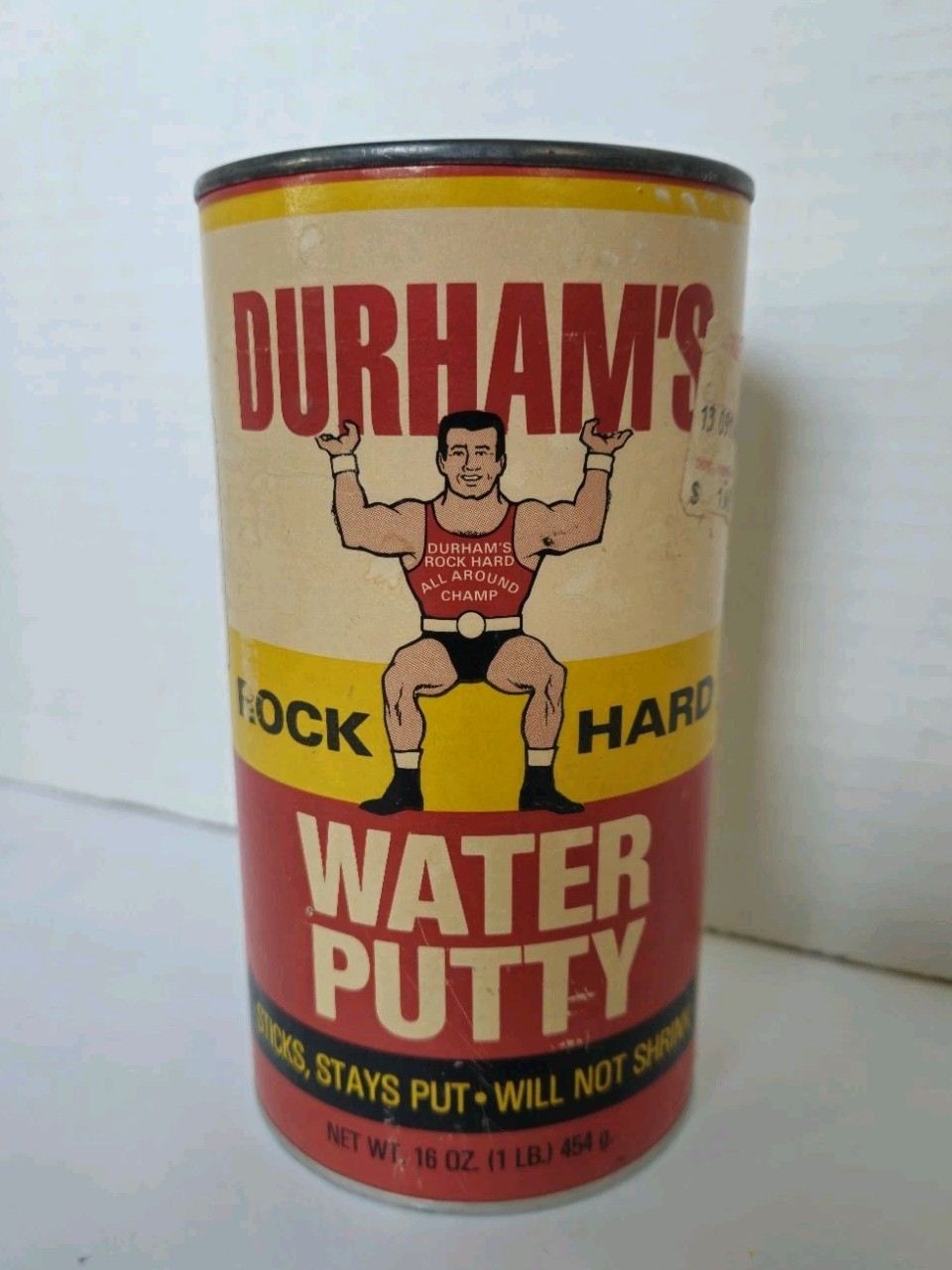 Vintage DURHAM’S Rock Hard Water Putty 1lb Tin and Cardboard Vintage