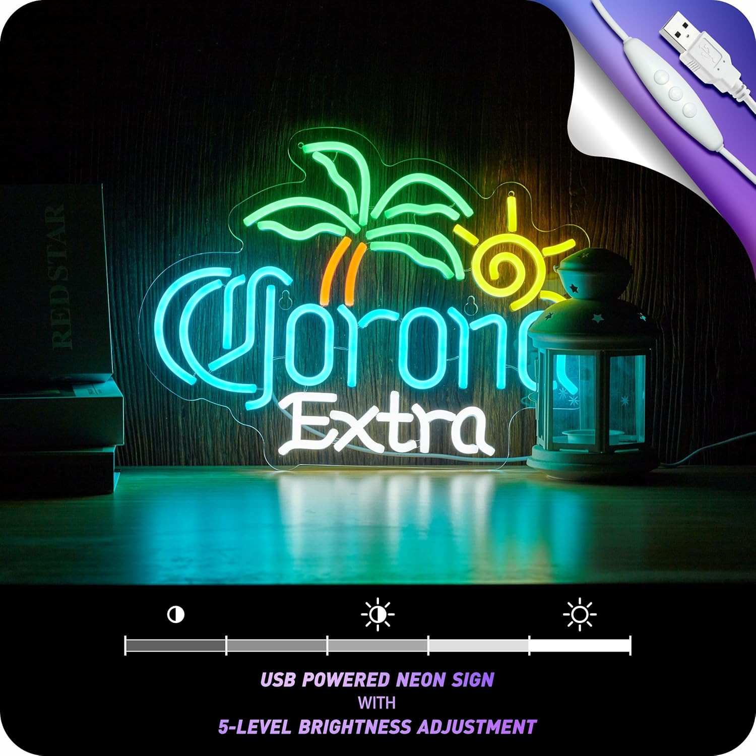 Palm Tree Coron Beer Neon Sign for Wall Decor Bar Light up Signs Extra Beer LED