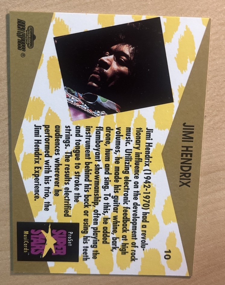 Jimi Hendrix GOLD LEGENDS Superstars Musicards Card #10, 1991 Pro Set