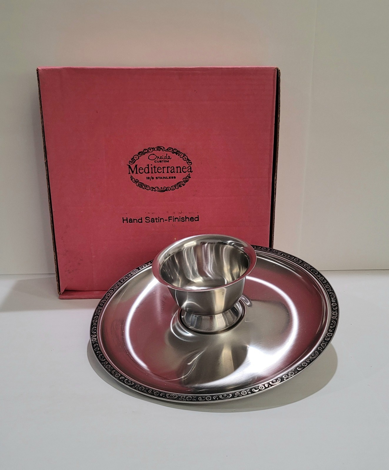 Vintage ONEIDA Mediterranea CHIP & DIP – Hand Satin-Finished STAINLESS STEEL
