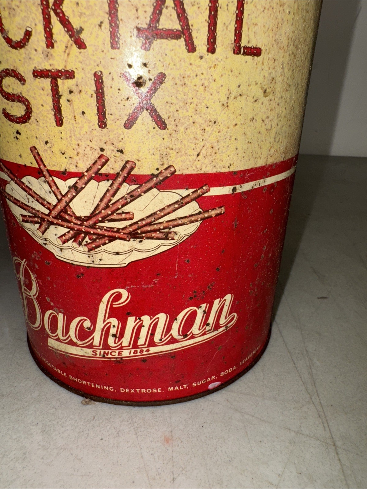 Vintage Bachman Extra Thin Cocktail Stix 1 LB Pretzel Tin Container – Reading PA