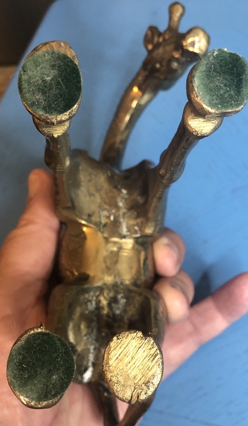 Brass Giraffe Statue Figurines, Mom & Baby * and 5 Inches Tall , Felt on Feet