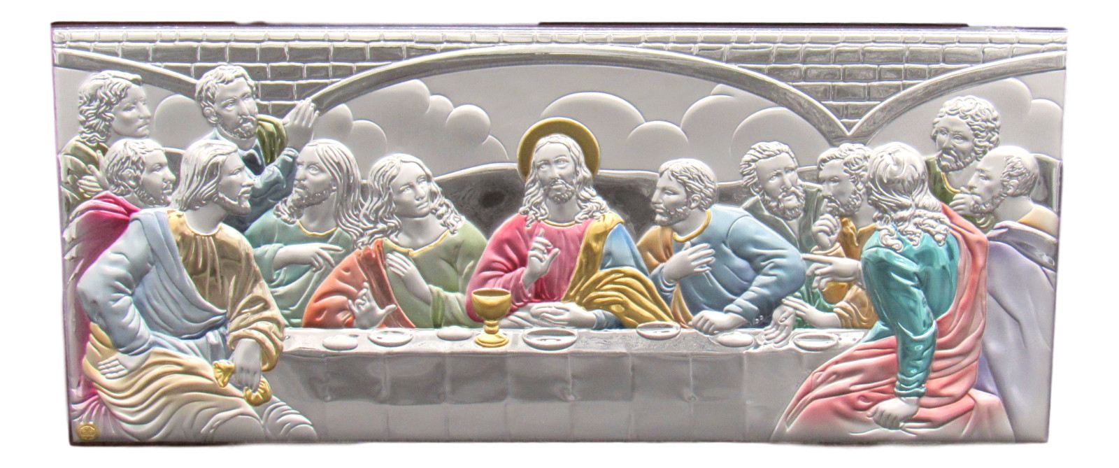 9′ The Last Supper Icon Jesus Christ Sterling Silver Color Gold Jerusalem Holy