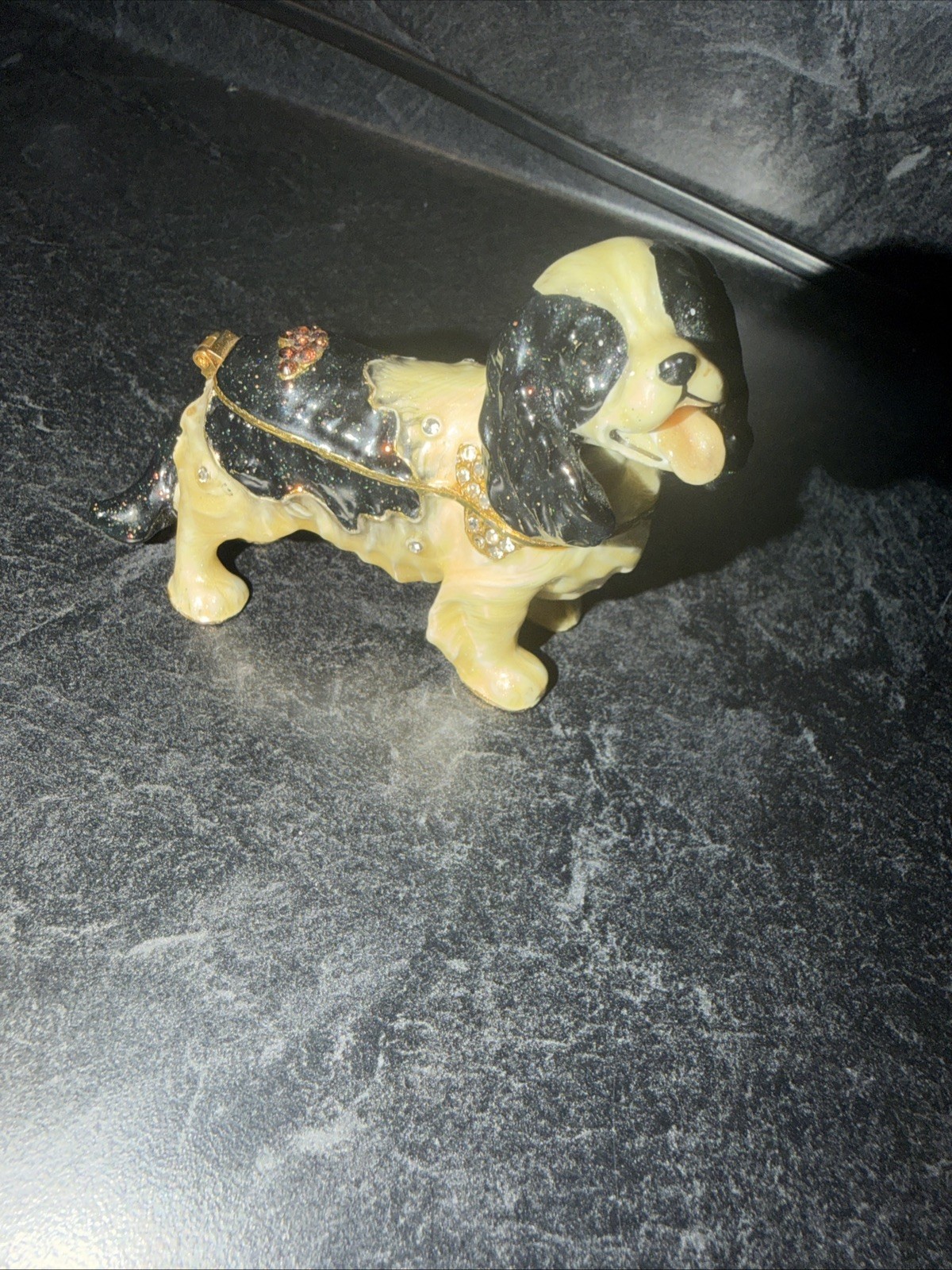 Welforth Springer Spaniel Dog Jeweled Rhinestones Trinket Box