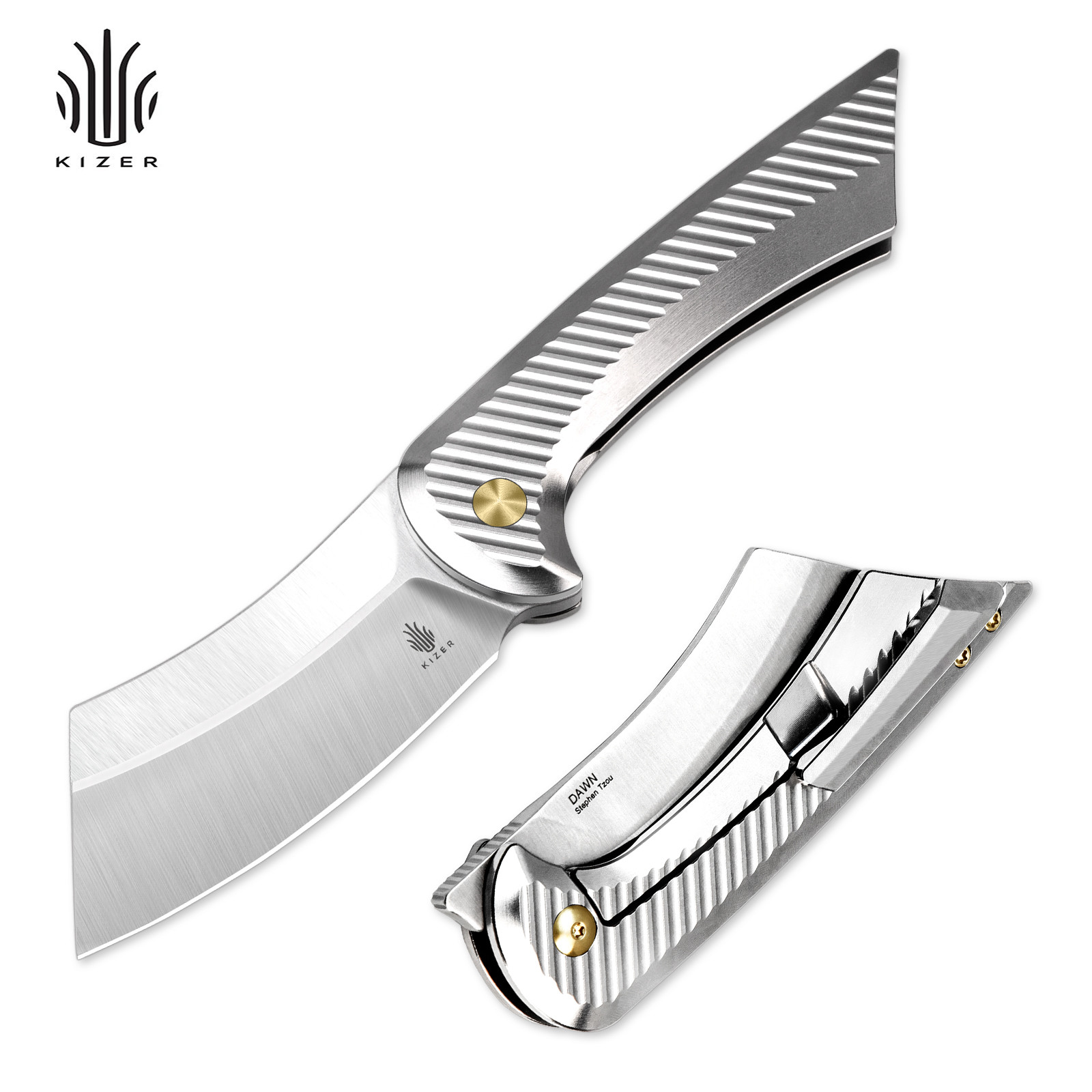 Kizer Dawn Sheepsfoot Pocket Folding Knife S35VN Blade Titanium Handle KI3673A2