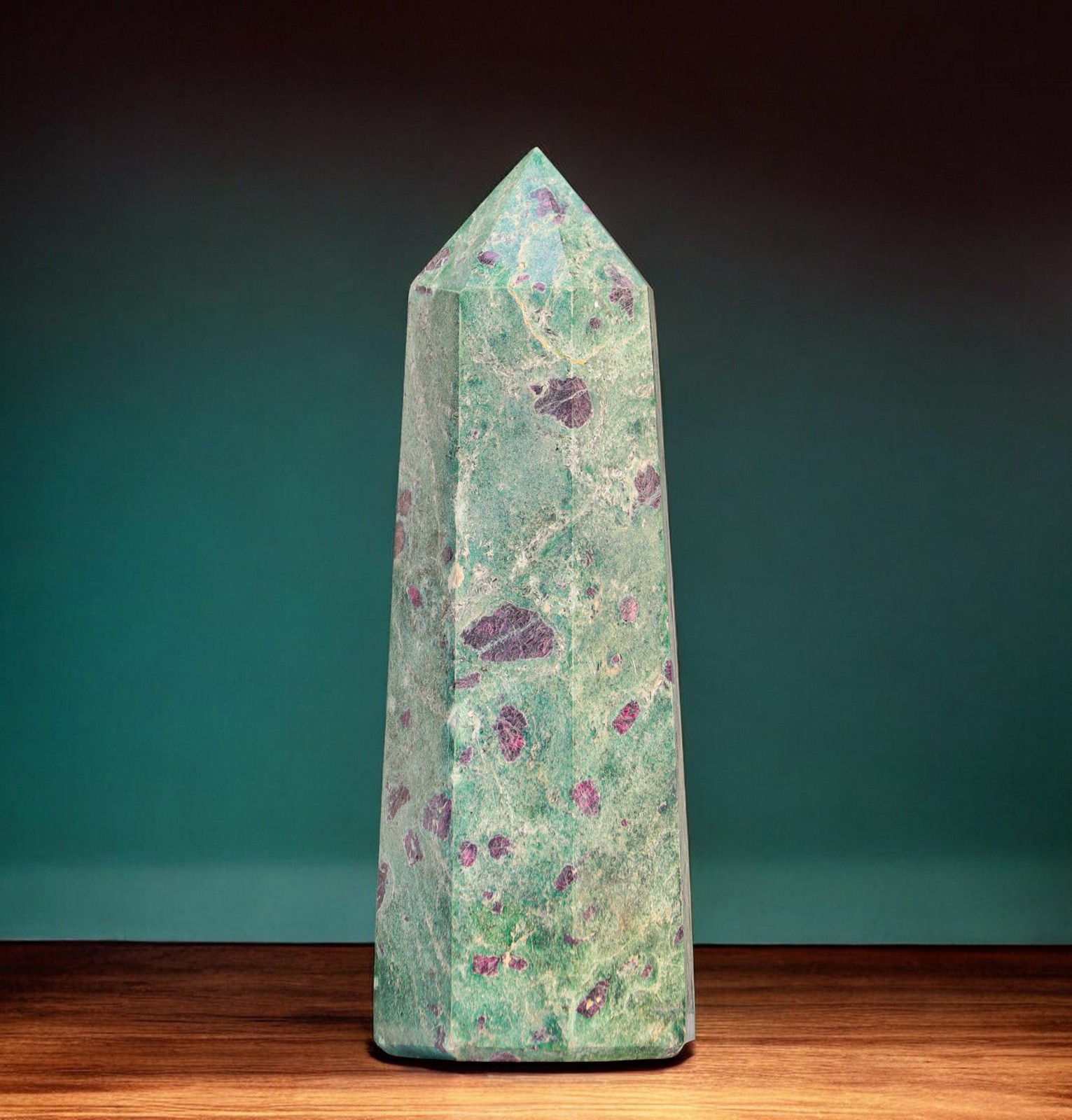 190mm Ruby Fuchsite Mineral Specimen , Home Decoration Reiki Stone Tower Point