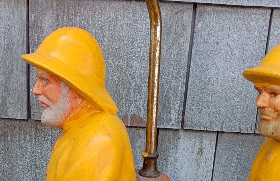 TWO VTG V. RARE MATCHING CHALKWARE Sailors, Longshoreman, Dock Worker 30″ LAMPS