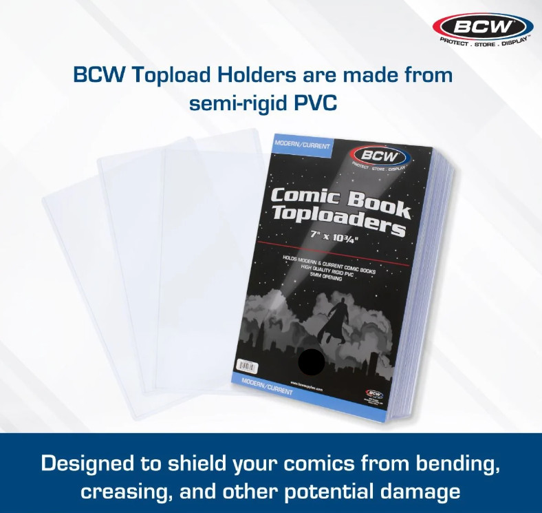 BCW (New) 10 Pack – Comic Book Top Loader – Current/Modern Rigid PVC Holder
