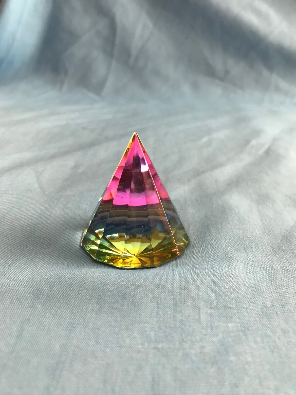 New Multi-Faceted, Multi-Colored 1-5/8” Amlong Crystal Teepee Beautiful & Unique