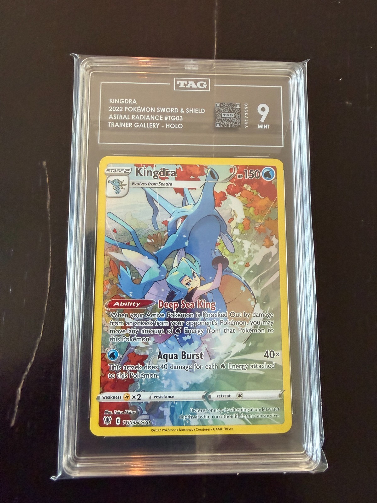 2022 Pokemon Sword & Shield Kingdra #TG03 Astral Radiance Full Art TAG 9 MINT