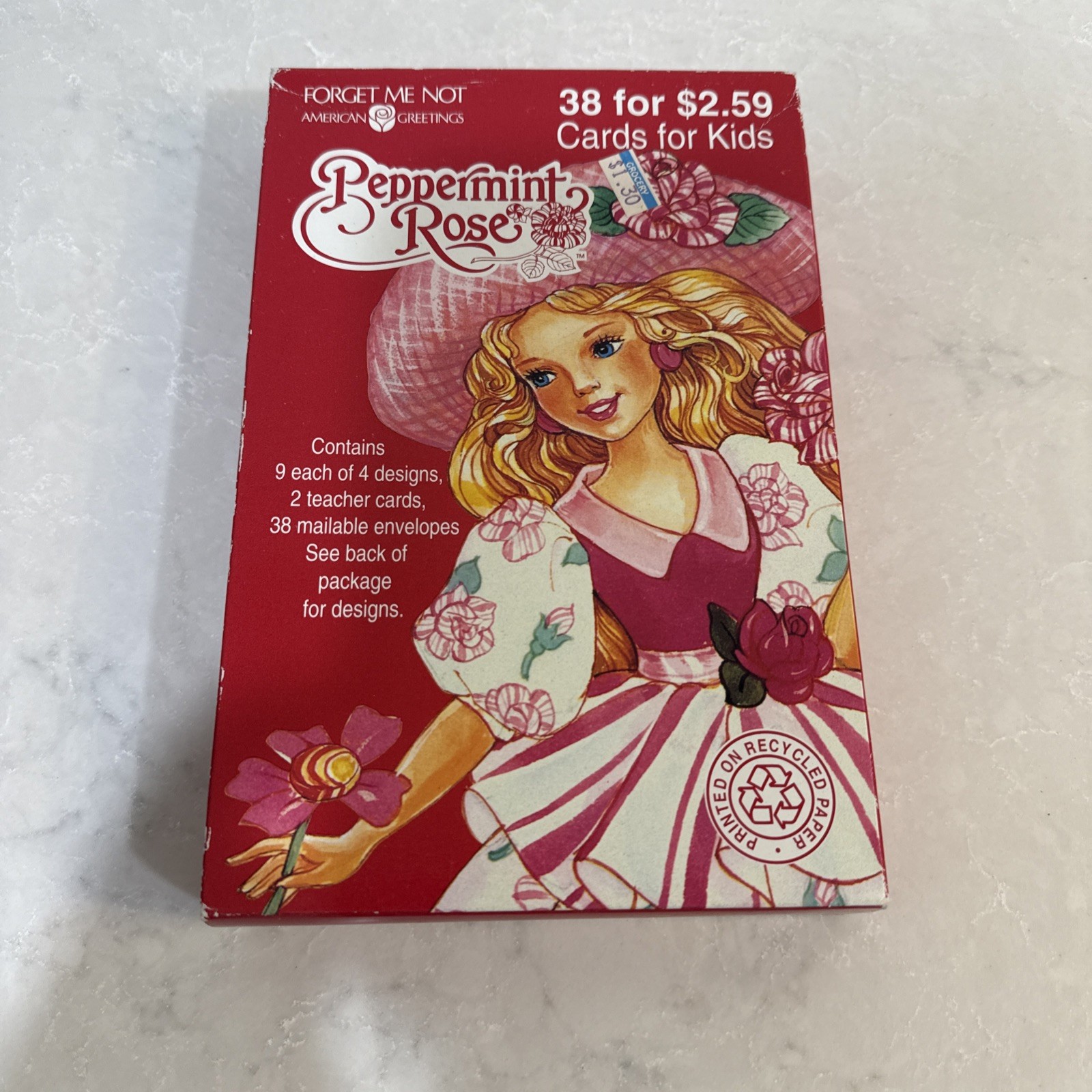Vintage 1992- Peppermint Rose American Greetings- Box Of Valentine’s 38 Cards