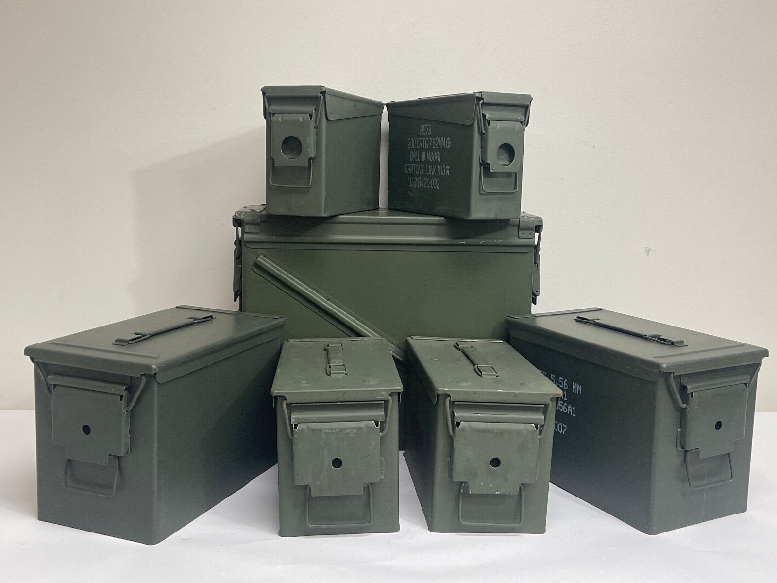 Grade 1 Ammo Can Combo 7 – Pack (2) Fat 50 Cal (2) 30 Cal, (2) 50 Cal, (1) 548